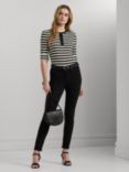 Lauren Ralph Lauren Zaria Henley Stripe Top, Black/Cream