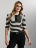 Lauren Ralph Lauren Zaria Henley Stripe Top, Black/Cream