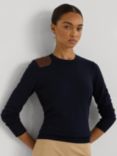 Lauren Ralph Lauren Shavonne Patch Long Sleeve Top, Lauren Navy