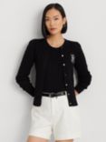 Lauren Ralph Lauren Ralhan Cotton Cable Knit Cardigan, Black