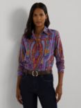 Lauren Ralph Lauren Kristy Paisley Print Shirt, Fuchsia/Multi