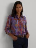 Lauren Ralph Lauren Kristy Paisley Print Shirt, Fuchsia/Multi