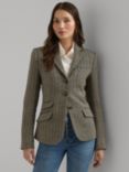 Lauren Ralph Lauren Galilee Wool Blend Blazer, Black/Cream, Black/Cream