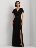 Lauren Ralph Lauren Flutter Sleeve Maxi Dress, Black, Black