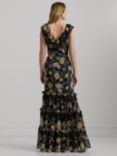 Lauren Ralph Lauren Sleeveless Tiered Floral Maxi Dress, Black/Multi, Black/Multi