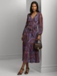 Lauren Ralph Lauren Hateta Paisley Dress, Fuchsia/Multi