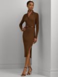 Lauren Ralph Lauren Viralee Rib Knit Shirt Dress, Dark Terracotta