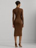 Lauren Ralph Lauren Viralee Rib Knit Shirt Dress, Dark Terracotta