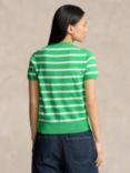 Polo Ralph Lauren Stripe Short Sleeve Polo Knit Top, Green/White