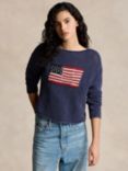 Polo Ralph Lauren American Flag Cotton Jumper, Blue/Multi