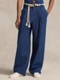 Polo Ralph Lauren Pinstripe Linen Blend Trousers, Blava Wash