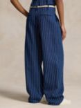 Polo Ralph Lauren Pinstripe Linen Blend Trousers, Blava Wash