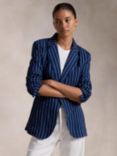 Polo Ralph Lauren Pinstripe Linen Blend Blazer, Blava Wash