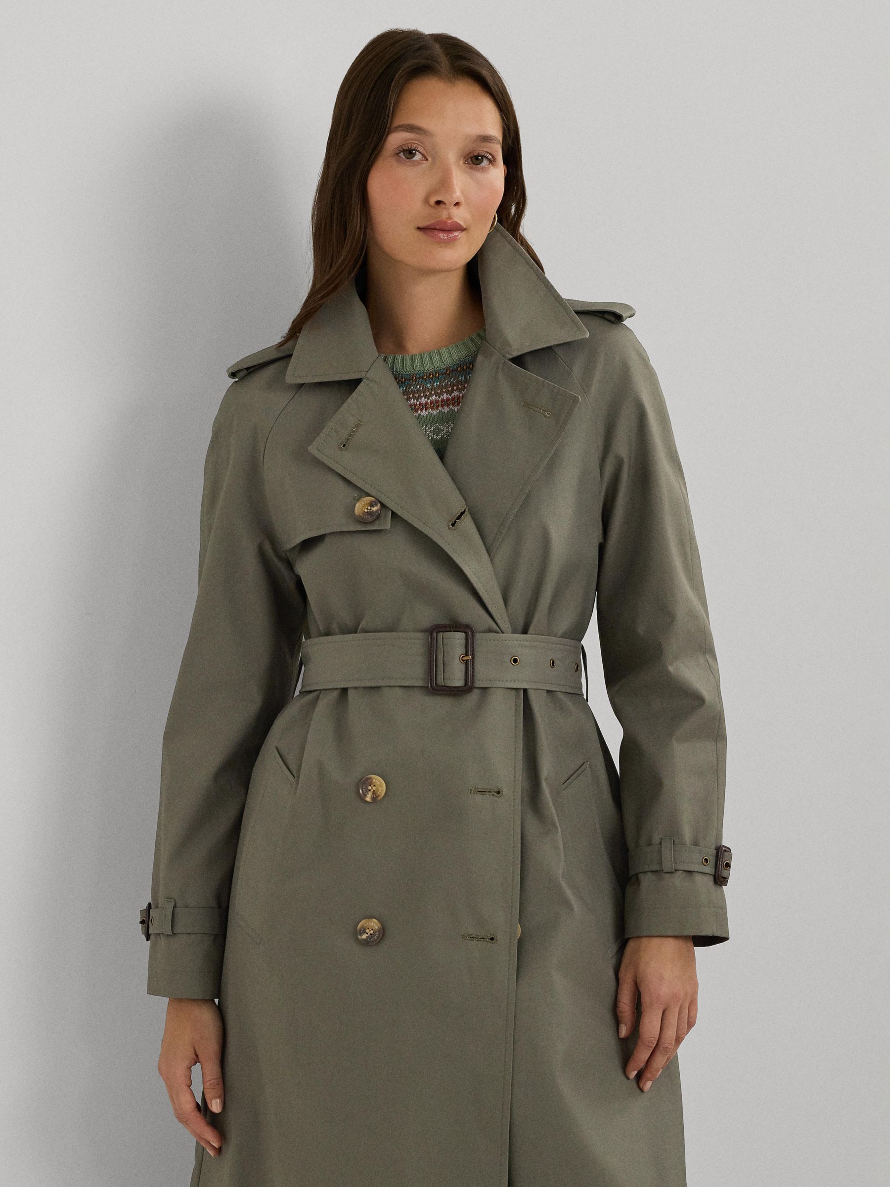 Lauren Ralph Lauren Double Breasted Trench Coat, Olive Fern