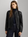 Lauren Ralph Lauren Mock Neck Leather Jacket, Black