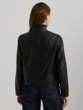 Lauren Ralph Lauren Mock Neck Leather Jacket, Black