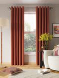 John Lewis ANYDAY Arlo Pair Lined Eyelet Curtains, Burnt Orange