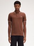 Fred Perry Twin Tipped Regular Fit Polo Shirt, Whs Brwn/Porge Marl