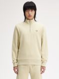 Fred Perry Half Zip Neck Sweatshirt, Oatmeal/Whisky Brown