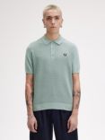 Fred Perry Waffle Stitch Cotton Polo Shirt, Silver Blue