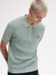 Fred Perry Waffle Stitch Cotton Polo Shirt, Silver Blue