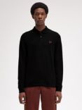 Fred Perry Long Sleeve Polo Shirt, Black / Whisky Brown