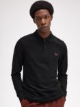 Fred Perry Long Sleeve Polo Shirt, Black / Whisky Brown