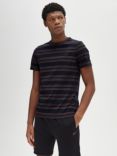 Fred Perry Sport Fine Stripe Tee, Navy/Brick