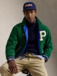 Ralph Lauren Reversible Satin & Corduroy Varsity Bomber Jacket, Green/Blue