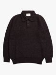 Far Afield Kier Knitted Polo Shirt, Slate Brown