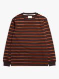 Far Afield Tres Stripe Heavyweight Long Sleeve T-Shirt, Brown Orange