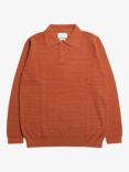 Far Afield Organic Cotton Renard Knitted Polo Top, Burnt Orange