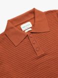 Far Afield Organic Cotton Renard Knitted Polo Top, Burnt Orange