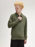 Fred Perry Cotton Zip Collar Sweatshirt, Laurel Wreath Green