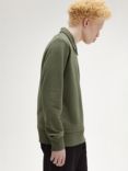 Fred Perry Cotton Zip Collar Sweatshirt, Laurel Wreath Green