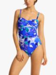 Sea Level Cascade Twist Bandeau Swimsuit, Cobalt/Multi