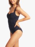 Sea Level Twist Front Light Control Shaping Swimsuit, Night Sky