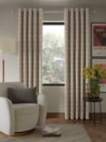 John Lewis Astra Jacquard Pair Lined Eyelet Curtains, Putty