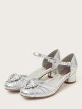 Monsoon Kids' Heart Embellished Heeled Shoes, Silver