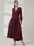 Jolie Moi Long Sleeve Soft Silky Jersey Maxi Dress, Burgundy