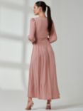 Jolie Moi Long Sleeve Soft Silky Jersey Maxi Dress, Dustypink