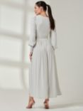 Jolie Moi Long Sleeve Soft Silky Jersey Maxi Dress, Pearl