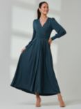 Jolie Moi Long Sleeve Soft Silky Jersey Maxi Dress, Dark Teal