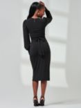 Jolie Moi Jersey Wrap Slit Pencil Dress, Black