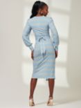 Jolie Moi Geometric Long Sleeve Jersey Pencil Dress, Blue