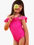 Angels by Accessorize Kids' Textured Frill Swimsuit, Pink