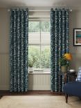 John Lewis Jouvene Weave Pair Blackout/Thermal Lined Eyelet Curtains, Natural, Peacock