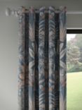 John Lewis Areca Palm Pair Blackout Lined Eyelet Curtains, Navy