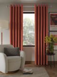 John Lewis Textured Weave Recycled Polyester Pair Blackout/Thermal Lined Eyelet Curtains, Brick