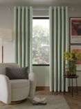 John Lewis Textured Weave Recycled Polyester Pair Blackout/Thermal Lined Eyelet Curtains, Light Green